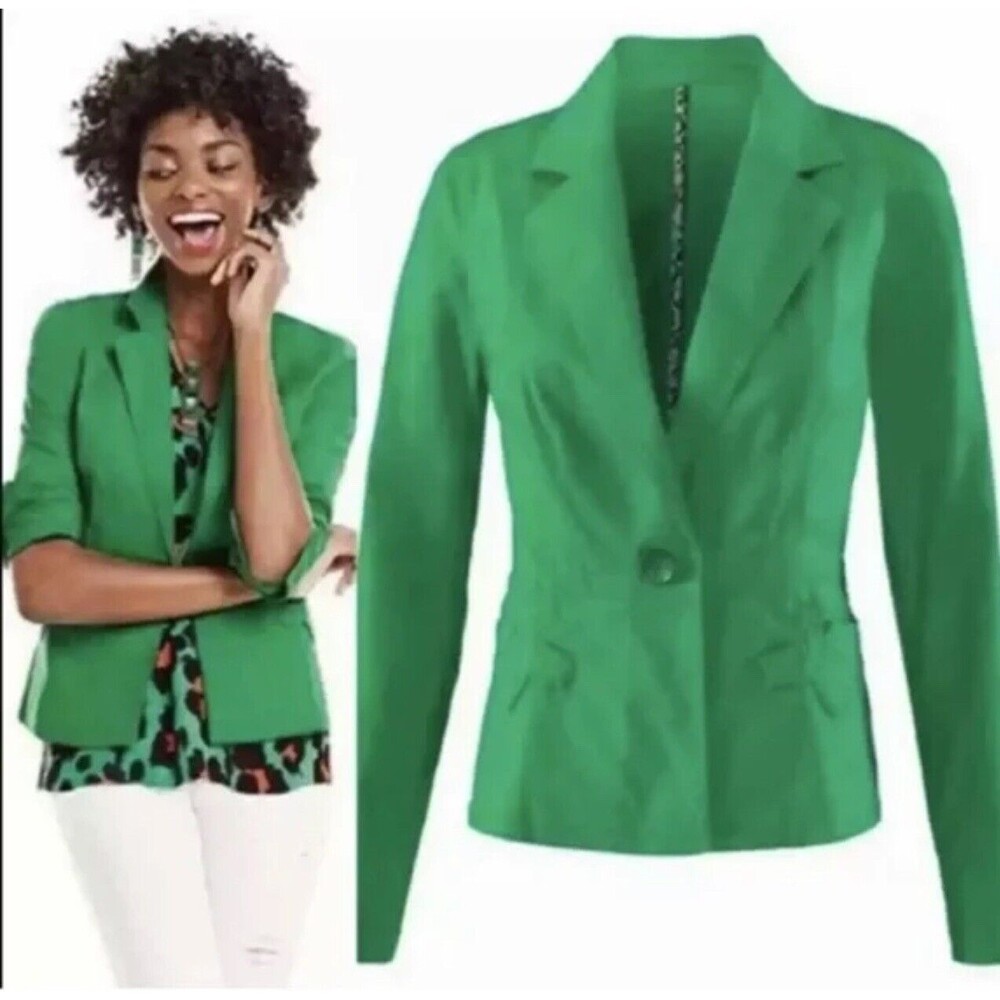 Womens CAbi Jelly Bean Verde Blazer Jacket Size Small Cotton Spandex‎
